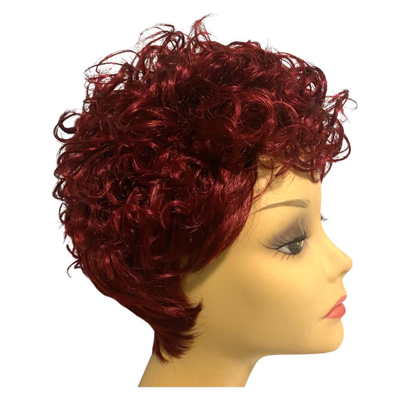 Curly Pixie Wig ASHRO Dk Burgundy Wine Synthetic Hair for Women Teens NWT  A966W - Picture 6 of 10